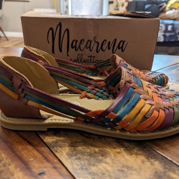 Macerena Collection Huarache~ Boho- Hippie ~ Mexican Colorful Leather Sandal - Picture 7 of 7